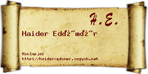 Haider Edömér névjegykártya